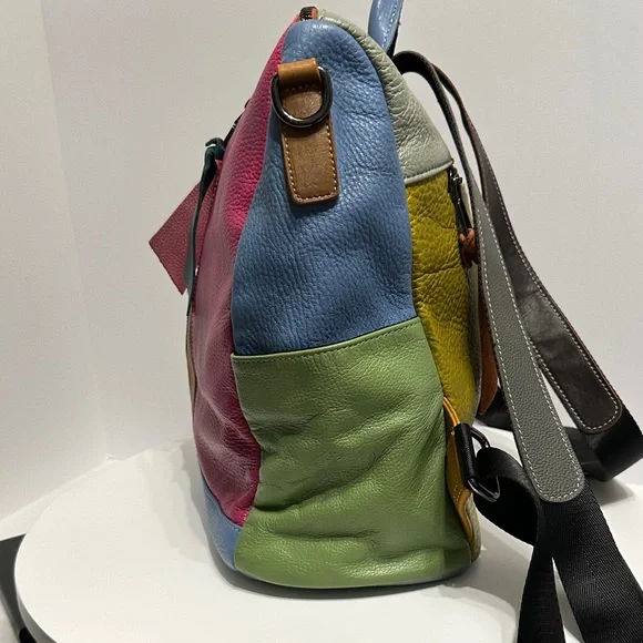 Multicolor Leather Women's Backpack - Picture 6 of 7